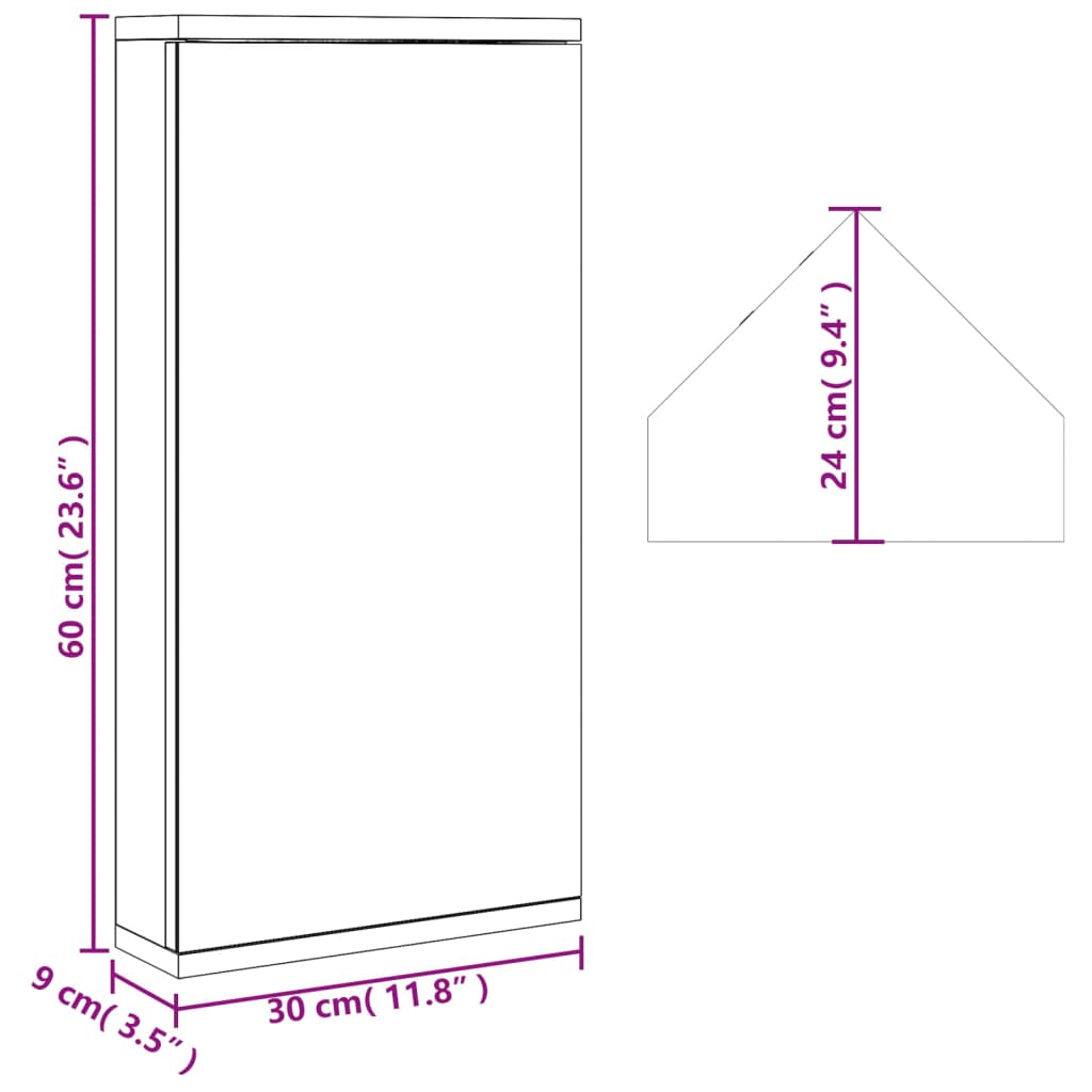 Eck-Spiegelschrank Weiß 30x24x60 cm