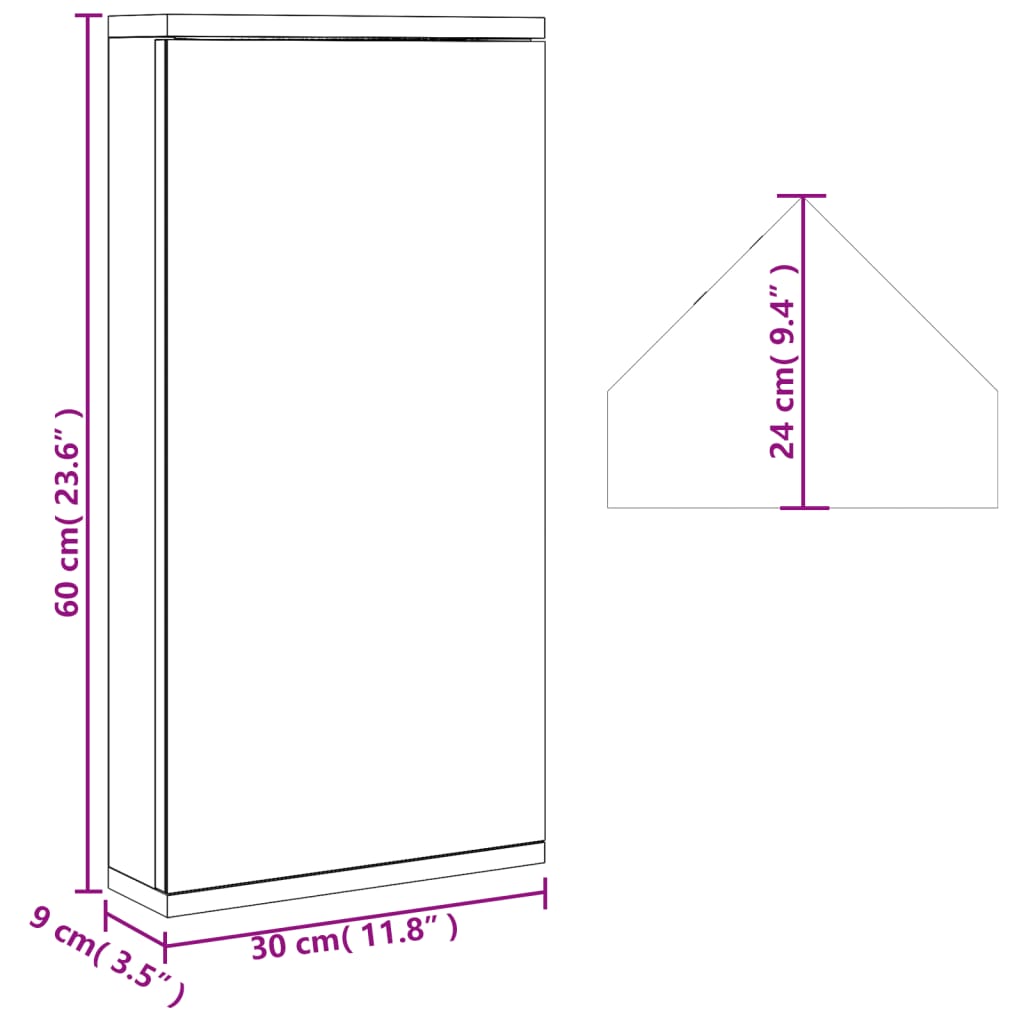 Eck-Spiegelschrank Schwarz 30x24x60 cm