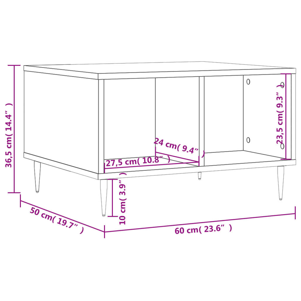 Couchtisch Schwarz 60x50x36,5 cm Holzwerkstoff