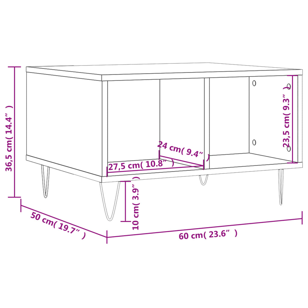 Couchtisch Schwarz 60x50x36,5 cm Holzwerkstoff