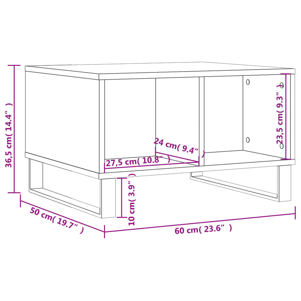 Couchtisch Braun Eichen-Optik 60x50x36,5 cm Holzwerkstoff