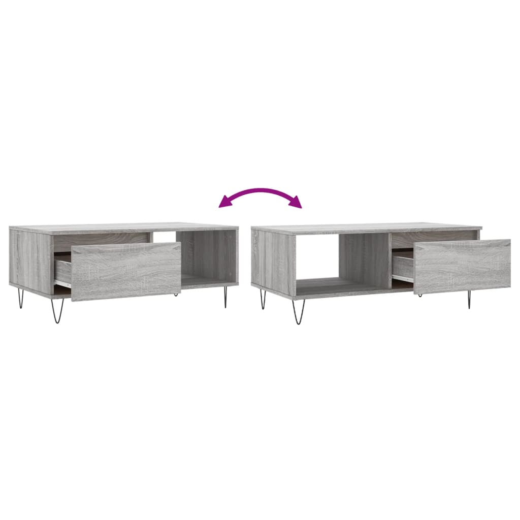 Couchtisch Grau Sonoma 90x50x36,5 cm Holzwerkstoff