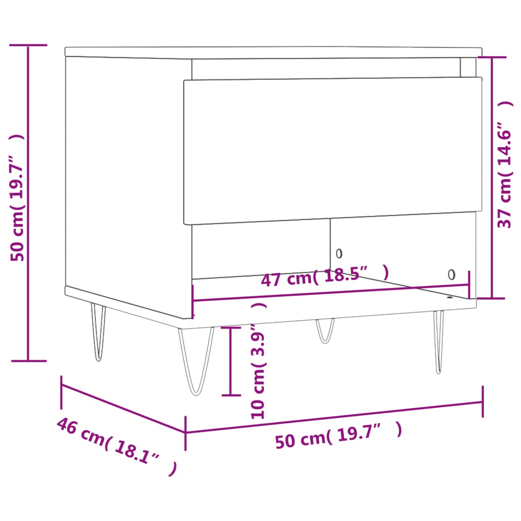 Couchtisch Schwarz 50x46x50 cm Holzwerkstoff