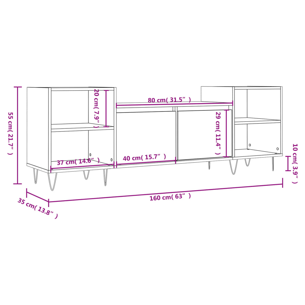 TV-Schrank Hochglanz-Weiß 160x35x55 cm Holzwerkstoff