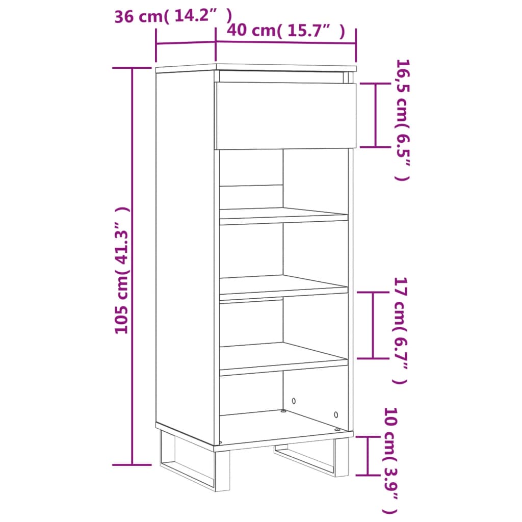 Schuhschrank Weiß 40x36x105 cm Holzwerkstoff