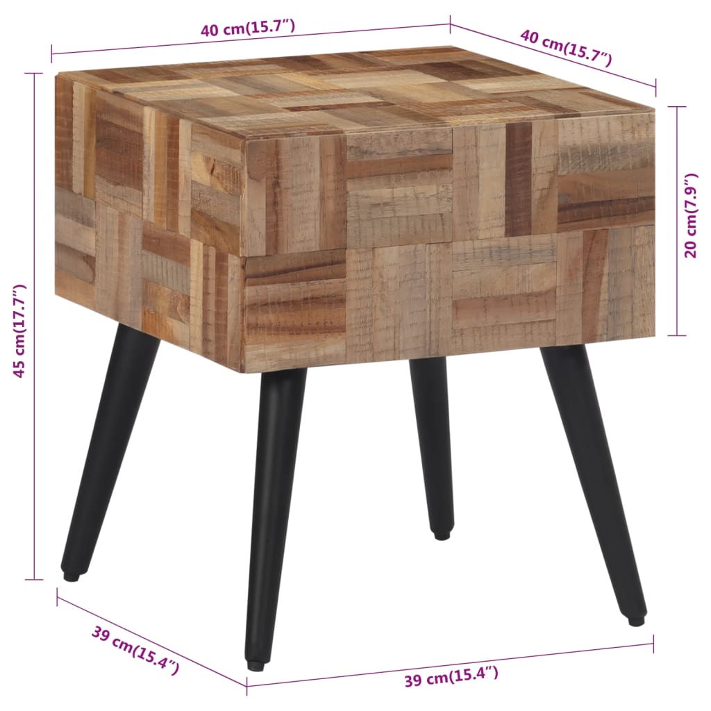 Beistelltisch 40x40x45 cm Recyceltes Massivholz Teak