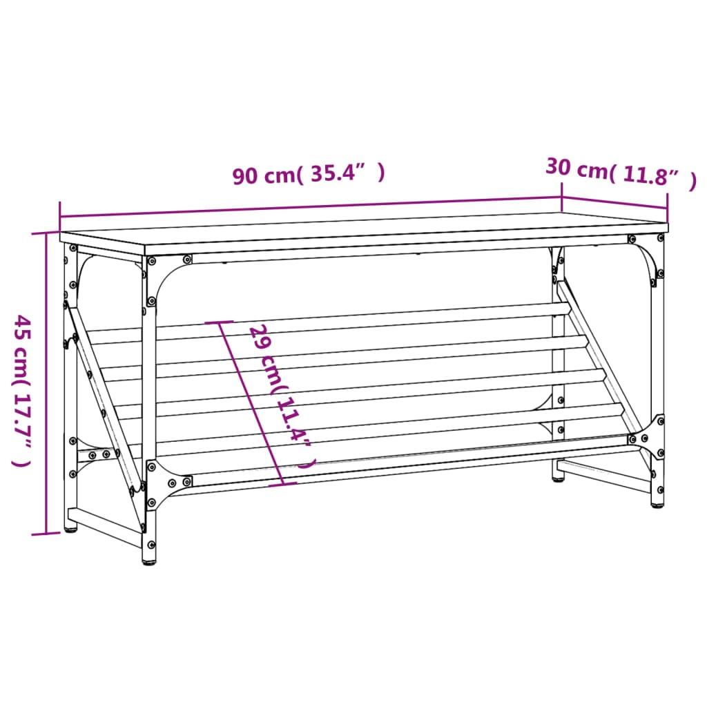 Schuhregal Braun Eichen-Optik 90x30x45 cm Holzwerkstoff