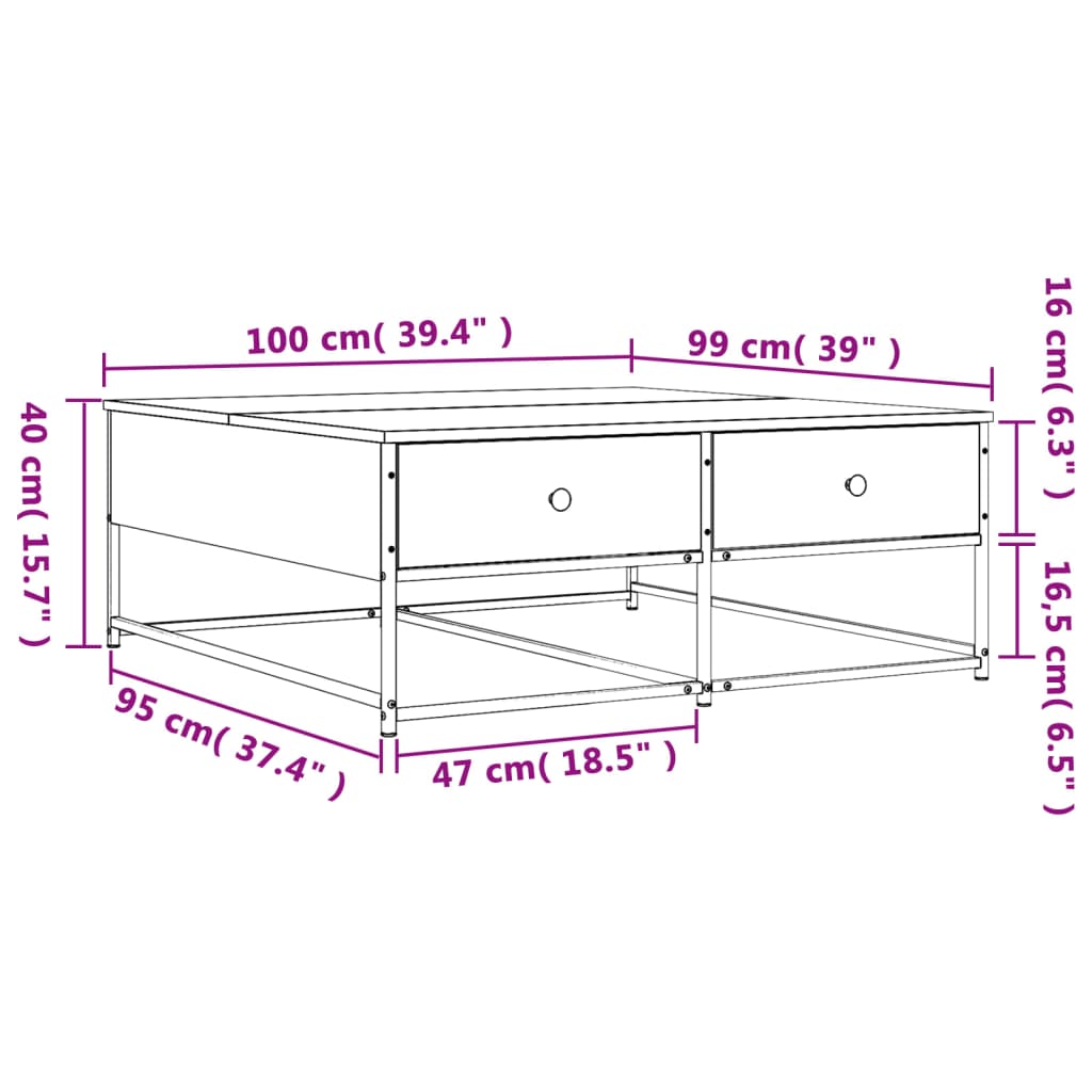 Couchtisch Sonoma-Eiche 100x99x40 cm Holzwerkstoff