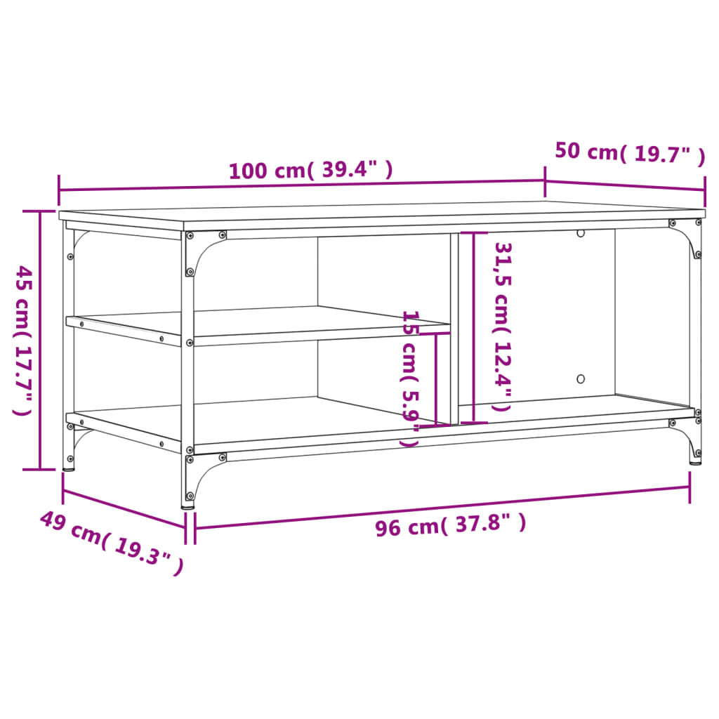 Couchtisch Schwarz 100x50x45 cm Holzwerkstoff