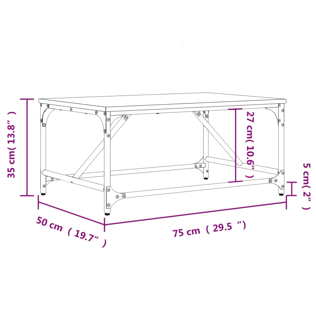 Couchtisch Schwarz 75x50x35 cm Holzwerkstoff