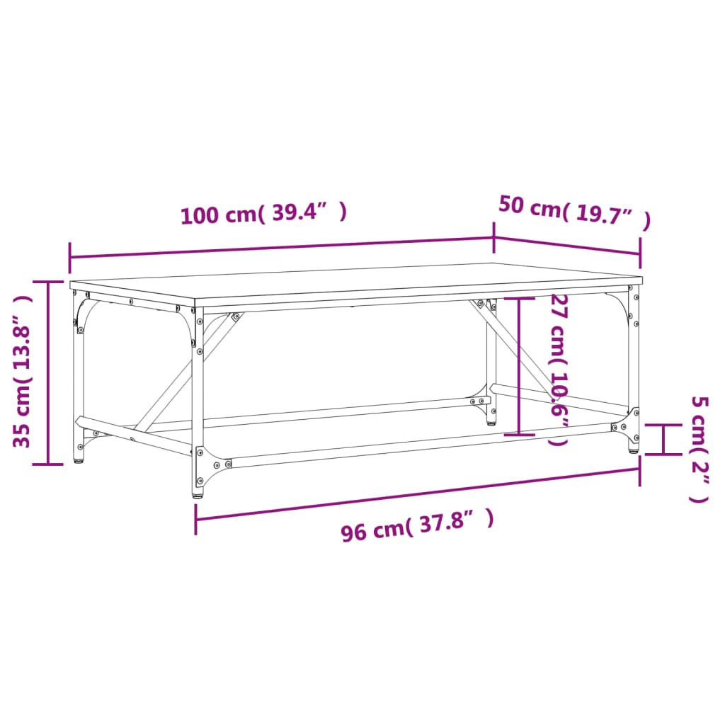 Couchtisch Schwarz 100x50x35 cm Holzwerkstoff