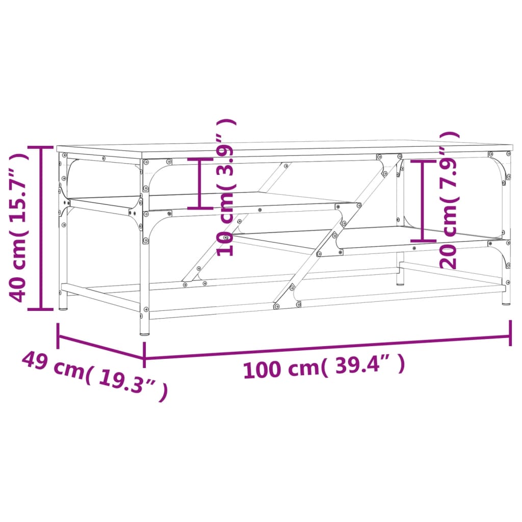 Couchtisch Schwarz 100x49x40 cm Holzwerkstoff