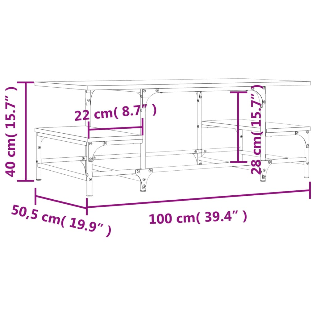 Couchtisch Sonoma-Eiche 100x50,5x40 cm Holzwerkstoff