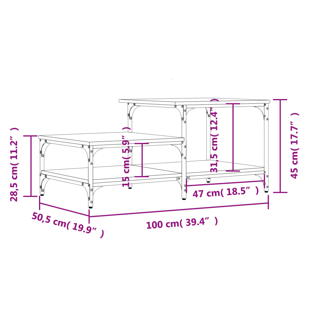 Couchtisch Braun Eichen-Optik 100x50,5x45 cm Holzwerkstoff