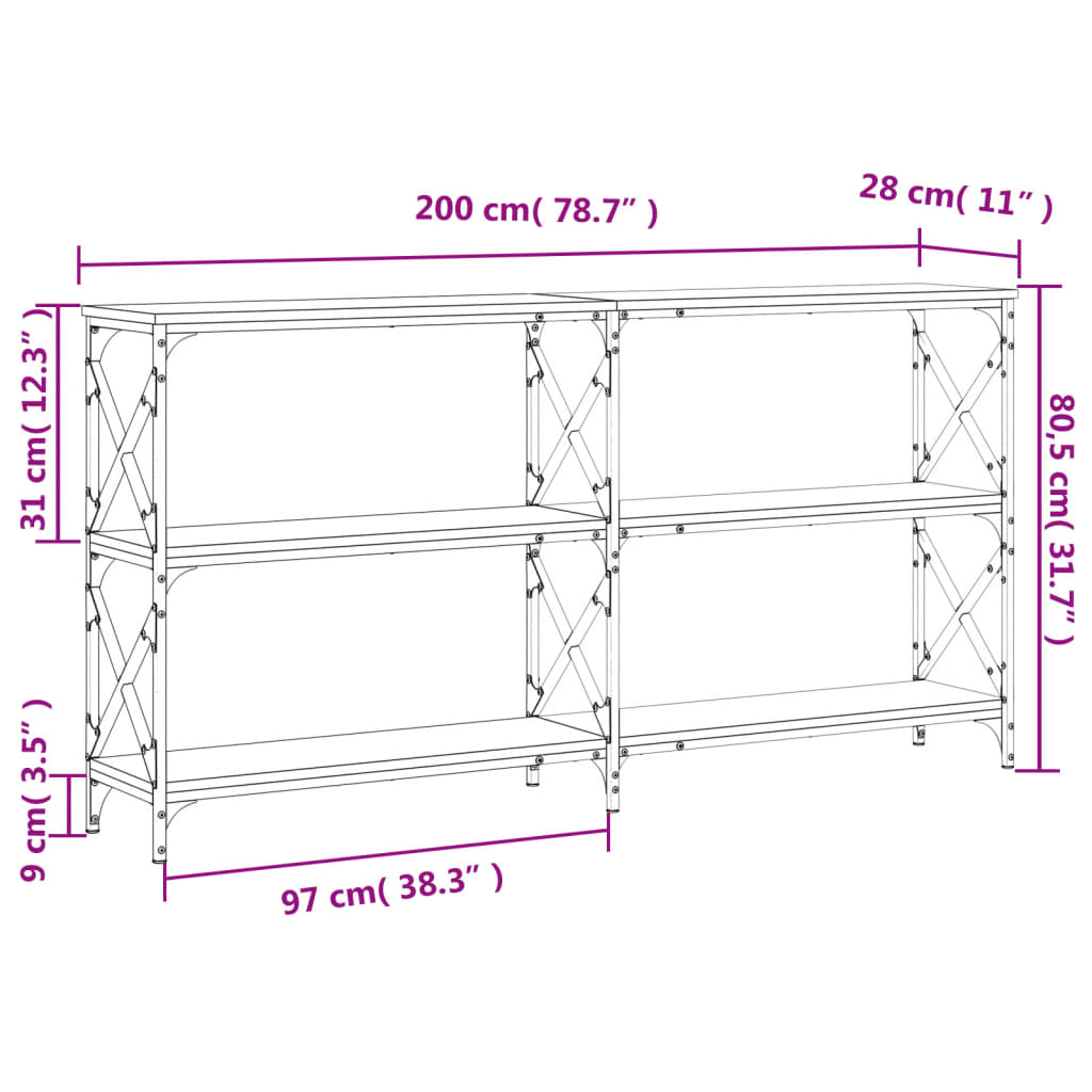 Konsolentisch Sonoma-Eiche 200x28x80,5 cm Holzwerkstoff