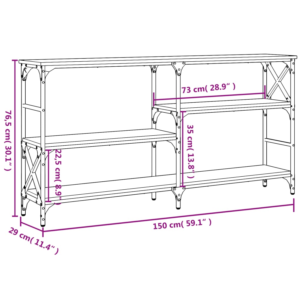 Konsolentisch Schwarz 150x29x76,5 cm Holzwerkstoff