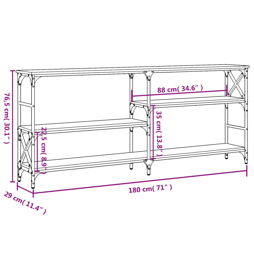 Konsolentisch Sonoma-Eiche 180x29x76,5 cm Holzwerkstoff