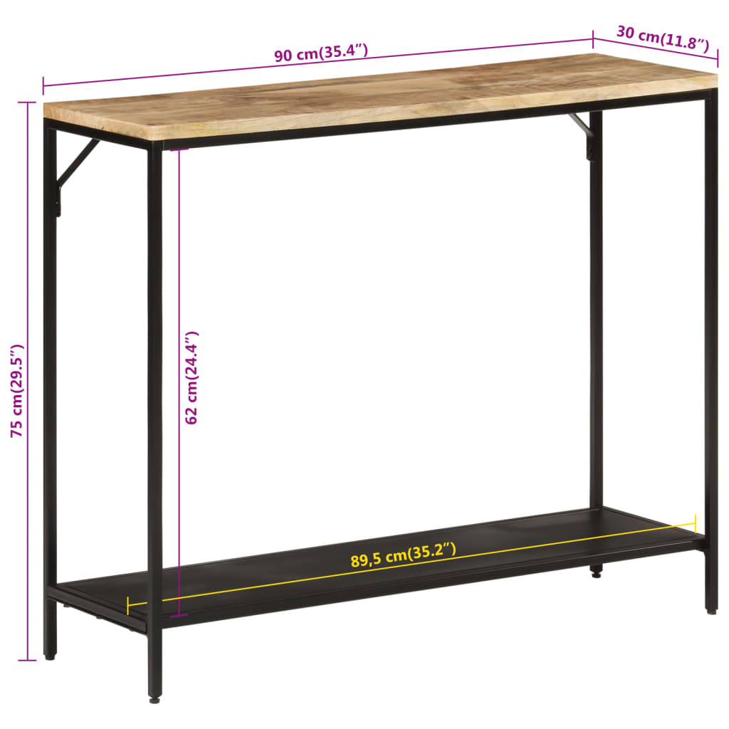 Konsolentisch 90x30x75 cm Raues Massivholz Mango und Eisen