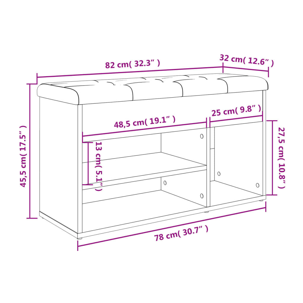 Schuhbank Betongrau 82x32x45,5 cm Holzwerkstoff