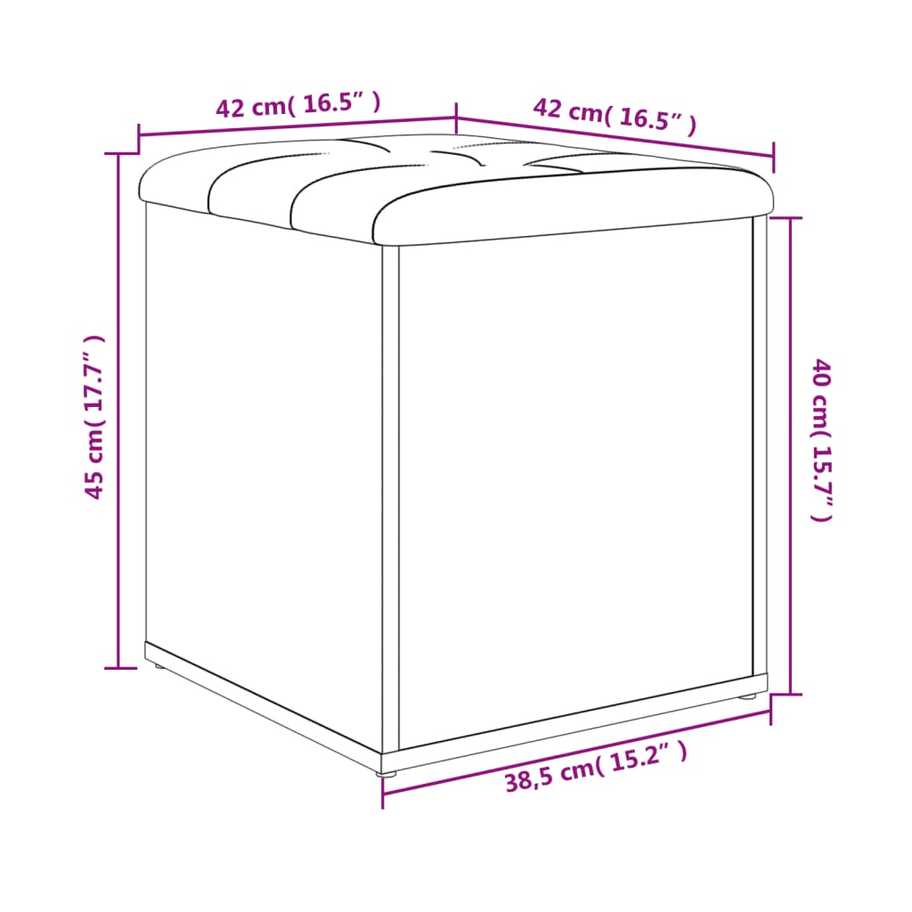 Sitzbank mit Stauraum Braun Eiche 42x42x45 cm Holzwerkstoff