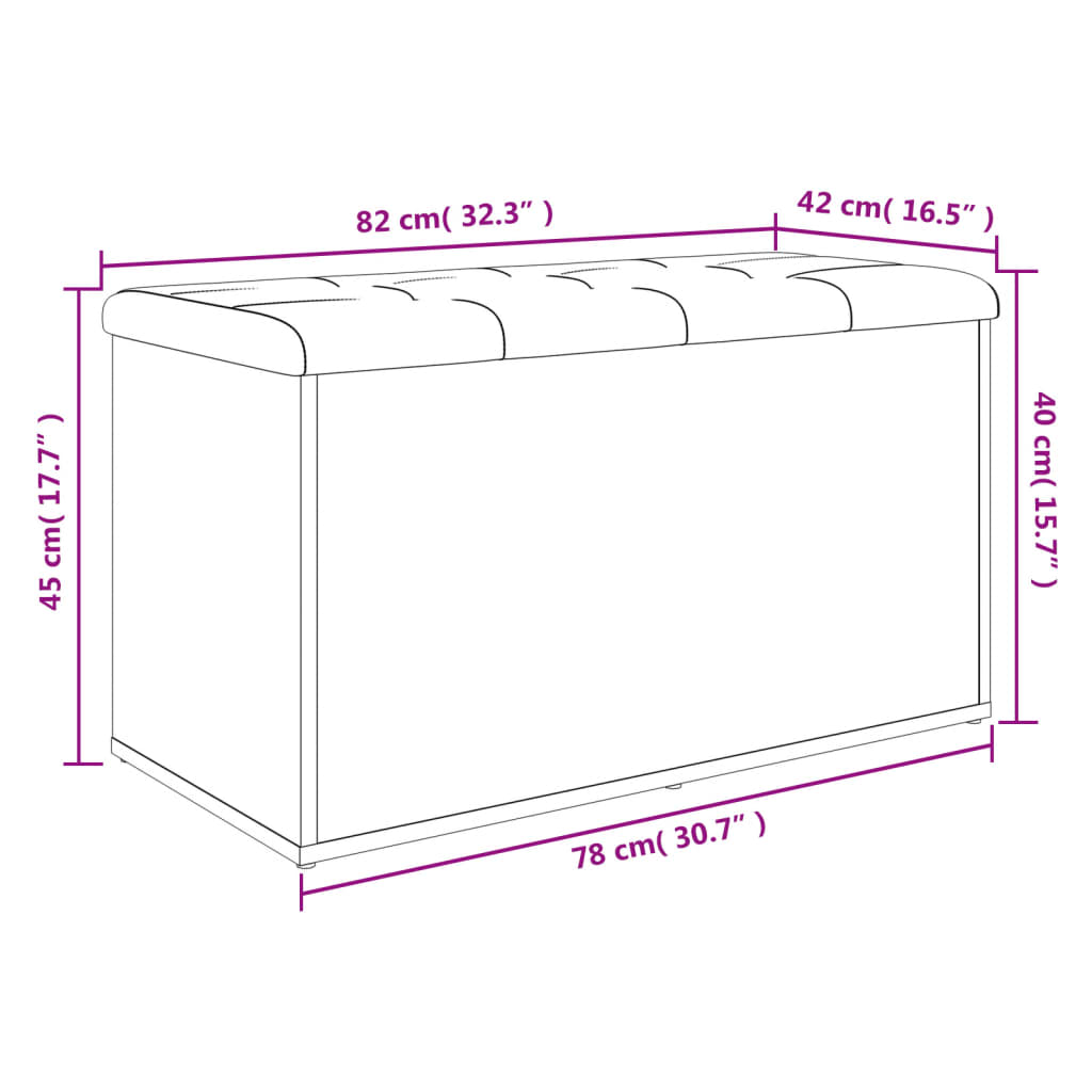 Sitzbank mit Stauraum Schwarz 82x42x45 cm Holzwerkstoff