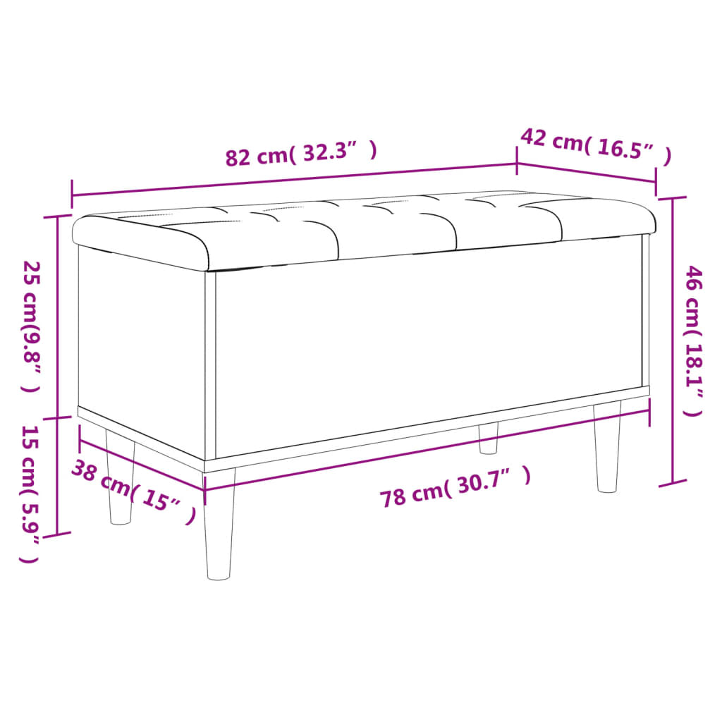 Sitzbank mit Stauraum Räuchereiche 82x42x46 cm Holzwerkstoff