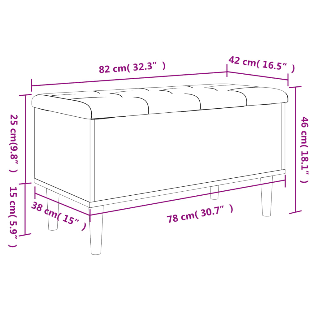 Sitzbank mit Stauraum Braun Eichen-Optik 82x42x46 cm