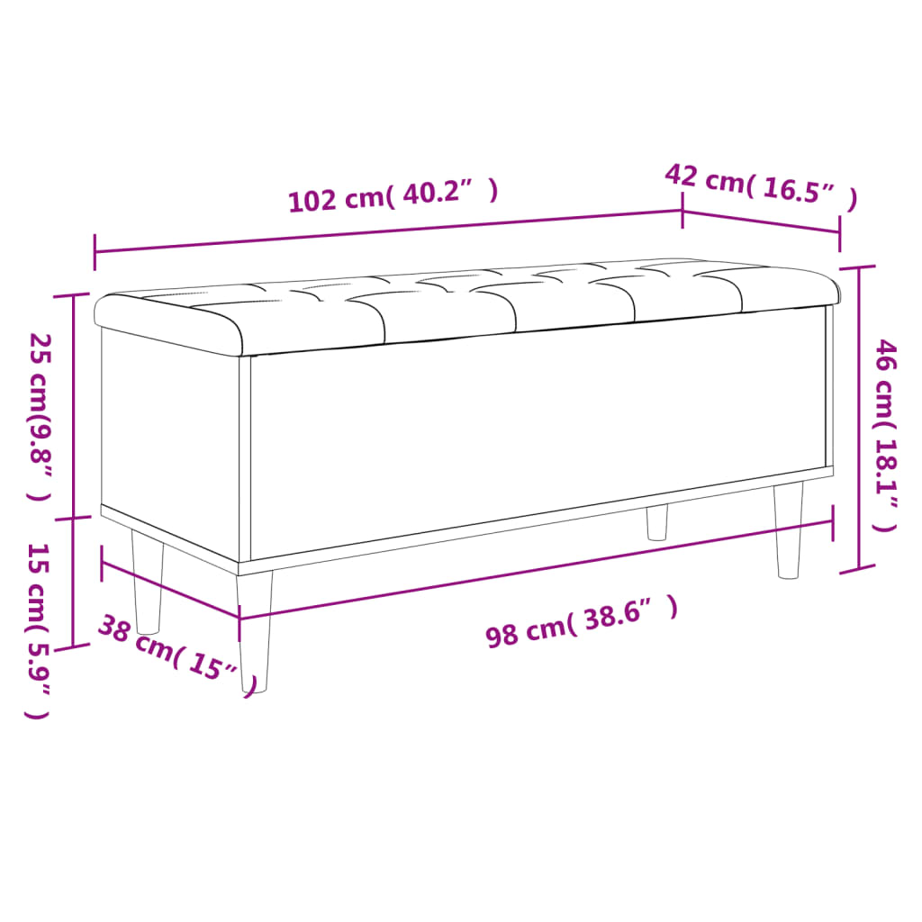 Sitzbank mit Stauraum Schwarz 102x42x46 cm Holzwerkstoff