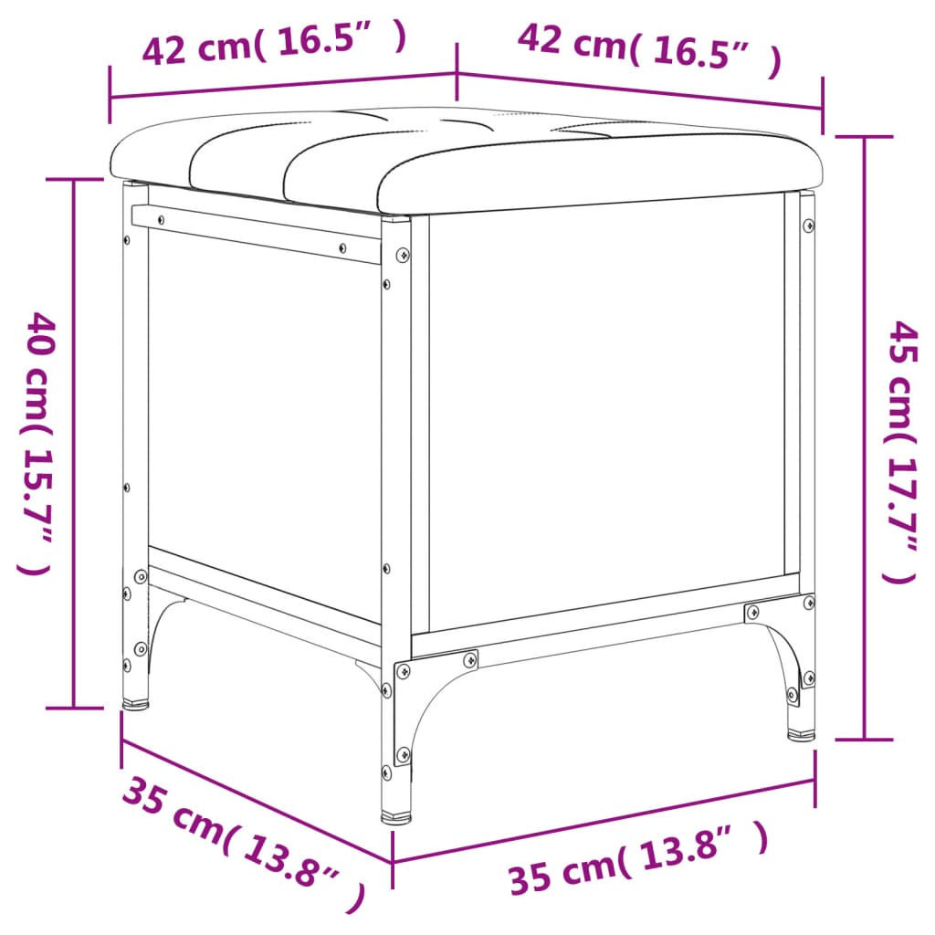 Sitzbank mit Stauraum Schwarz 42x42x45 cm Holzwerkstoff