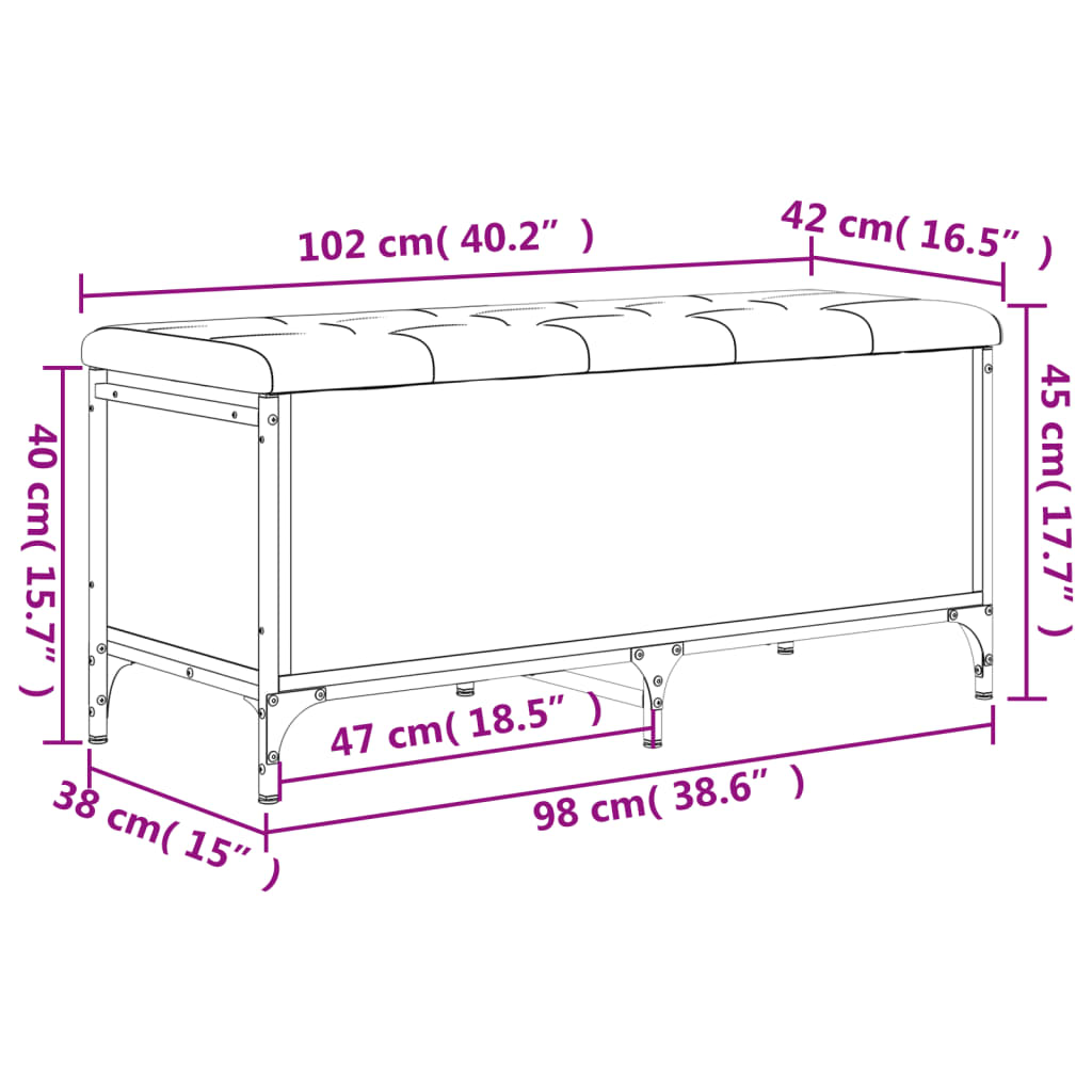 Sitzbank mit Stauraum Räuchereiche 102x42x45 cm Holzwerkstoff