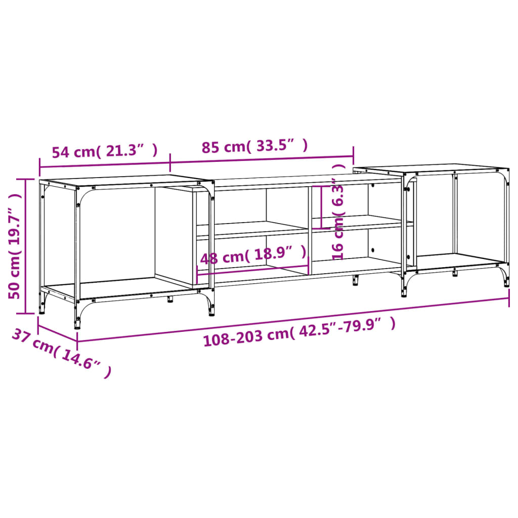 TV-Schrank Grau Sonoma 203x37x50 cm Holzwerkstoff