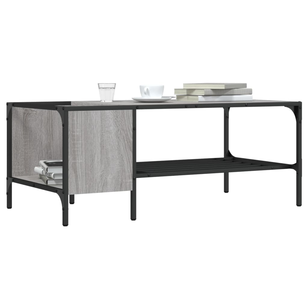 Couchtisch mit Regal Grau Sonoma 100x51x40 cm Holzwerkstoff