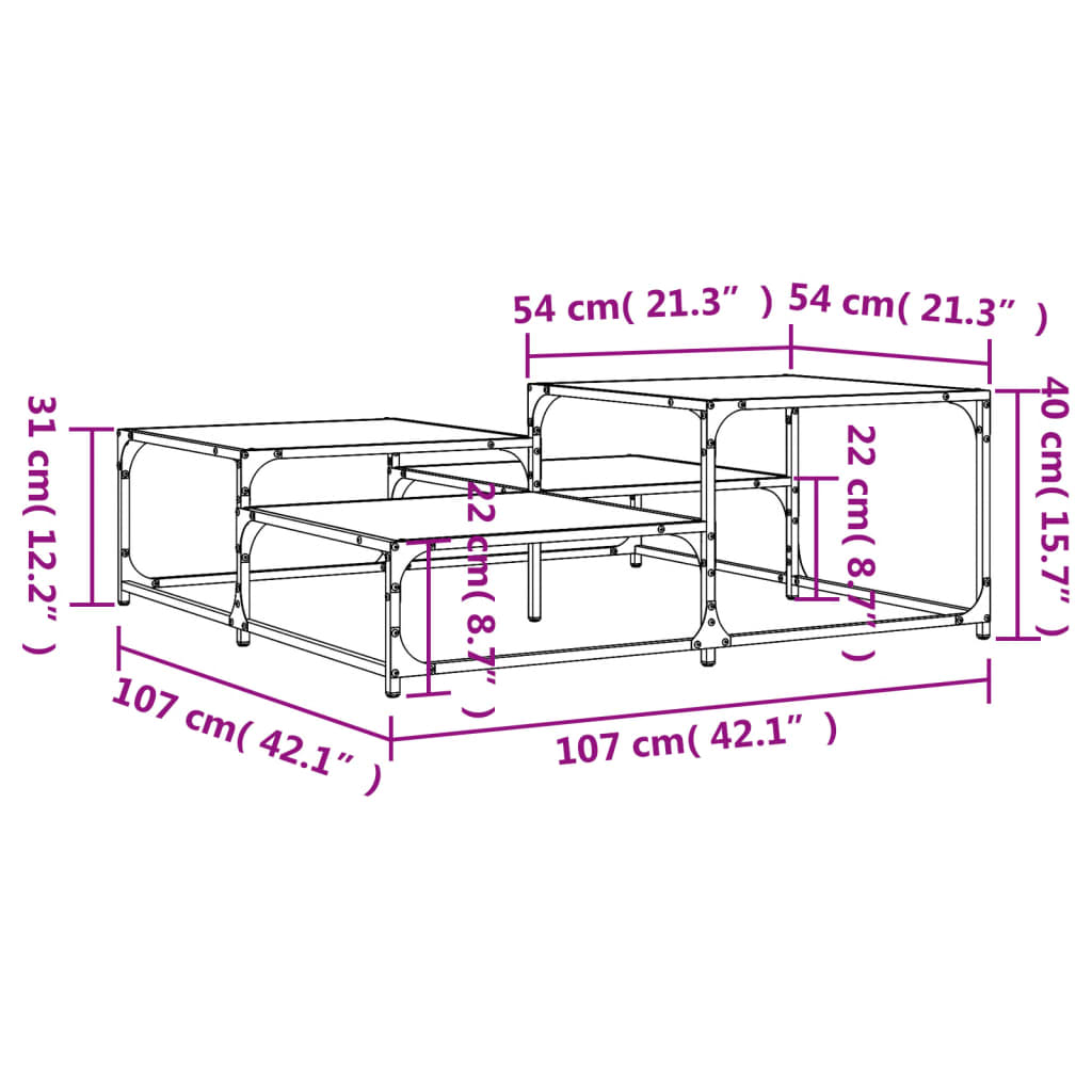 Couchtisch Grau Sonoma 107x107x40 cm Holzwerkstoff