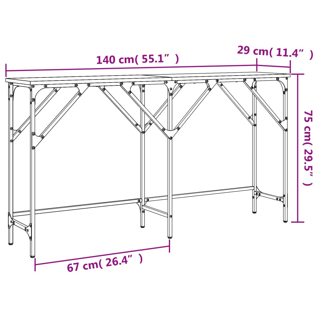 Konsolentisch Sonoma-Eiche 140x29x75 cm Holzwerkstoff