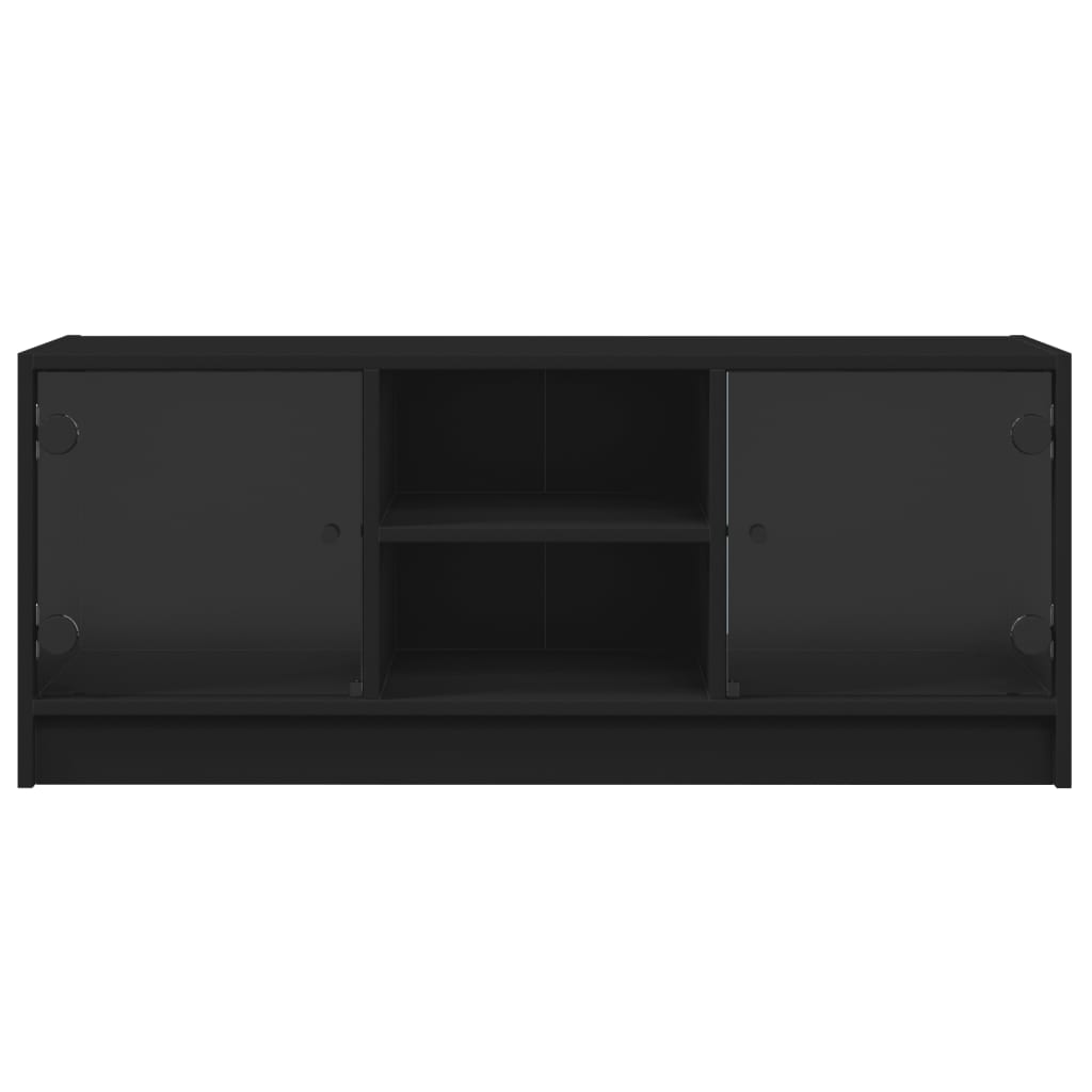 TV-Schrank mit Glastüren Schwarz 102x37x42 cm