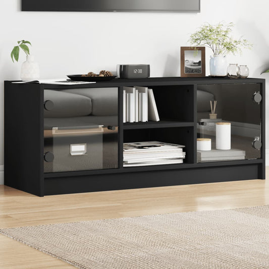 TV-Schrank mit Glastüren Schwarz 102x37x42 cm