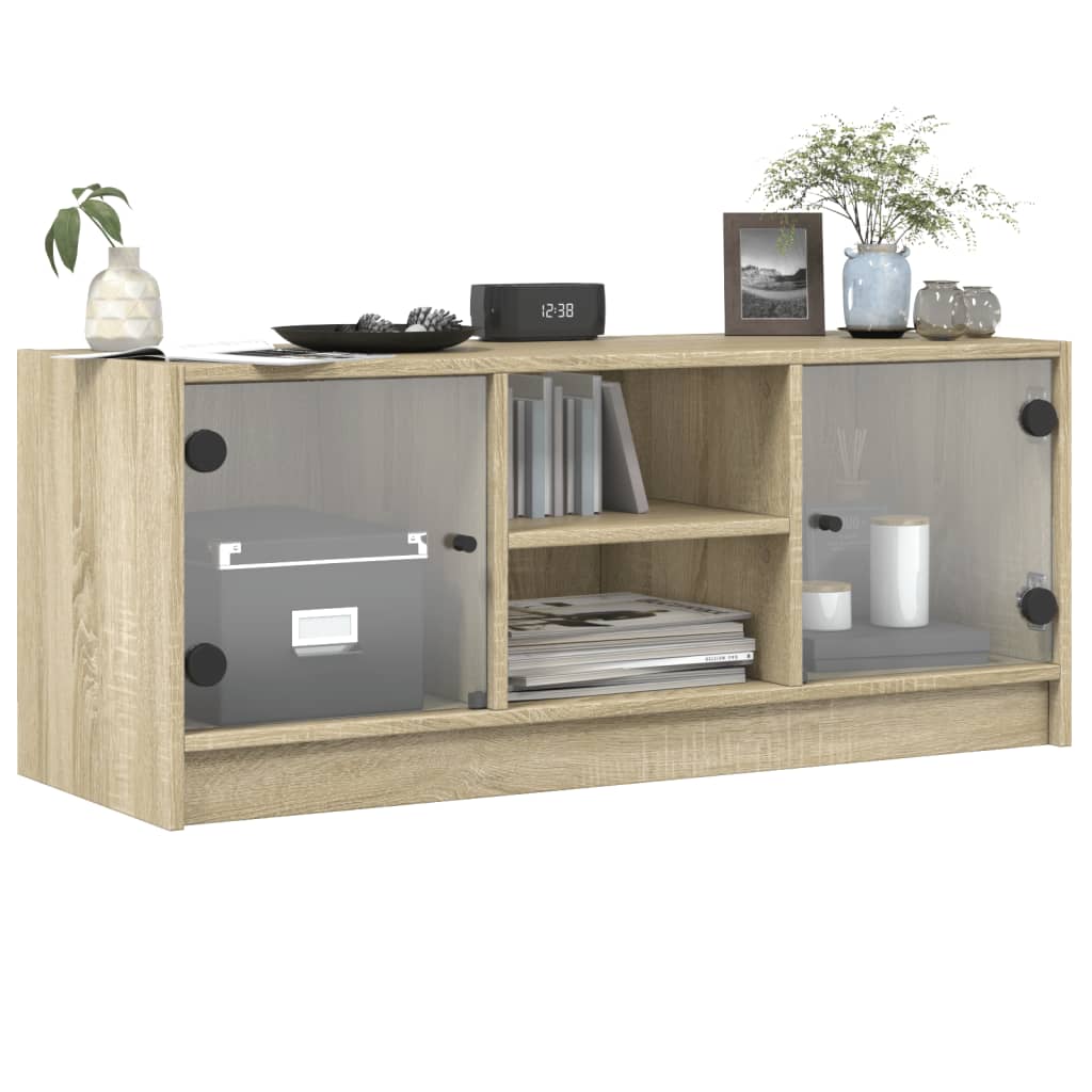 TV-Schrank mit Glastüren Sonoma-Eiche 102x37x42 cm