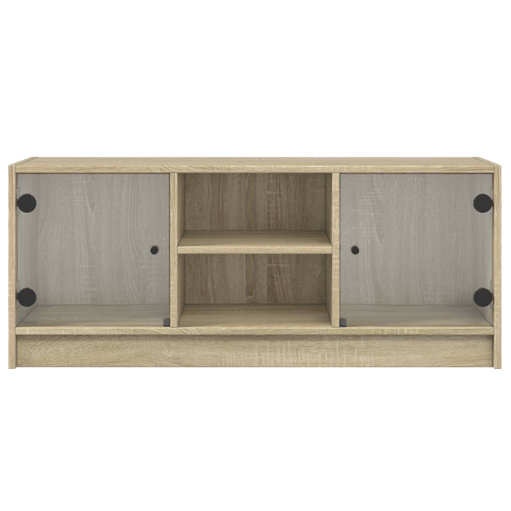 TV-Schrank mit Glastüren Sonoma-Eiche 102x37x42 cm