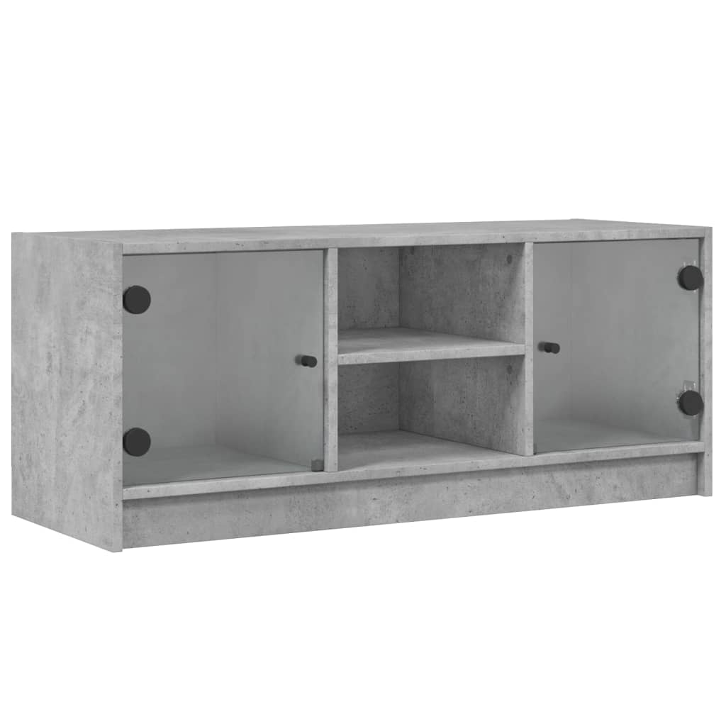 TV-Schrank mit Glastüren Betongrau 102x37x42 cm