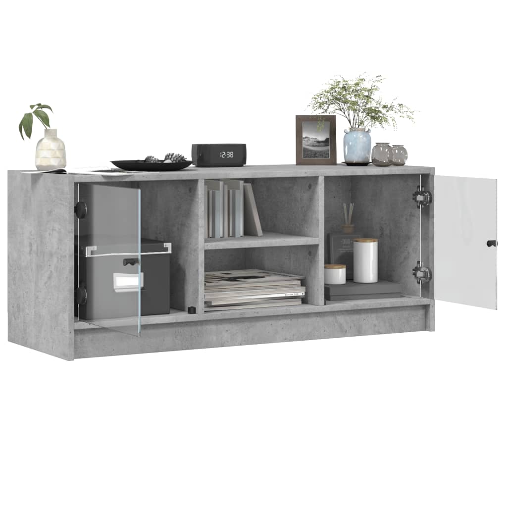 TV-Schrank mit Glastüren Betongrau 102x37x42 cm