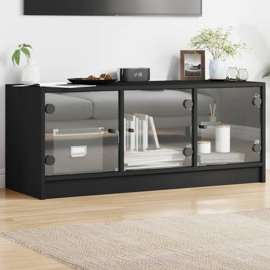 TV-Schrank mit Glastüren Schwarz 102x37x42 cm