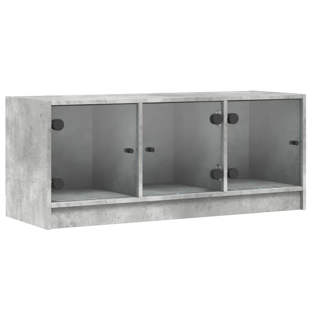 TV-Schrank mit Glastüren Betongrau 102x37x42 cm