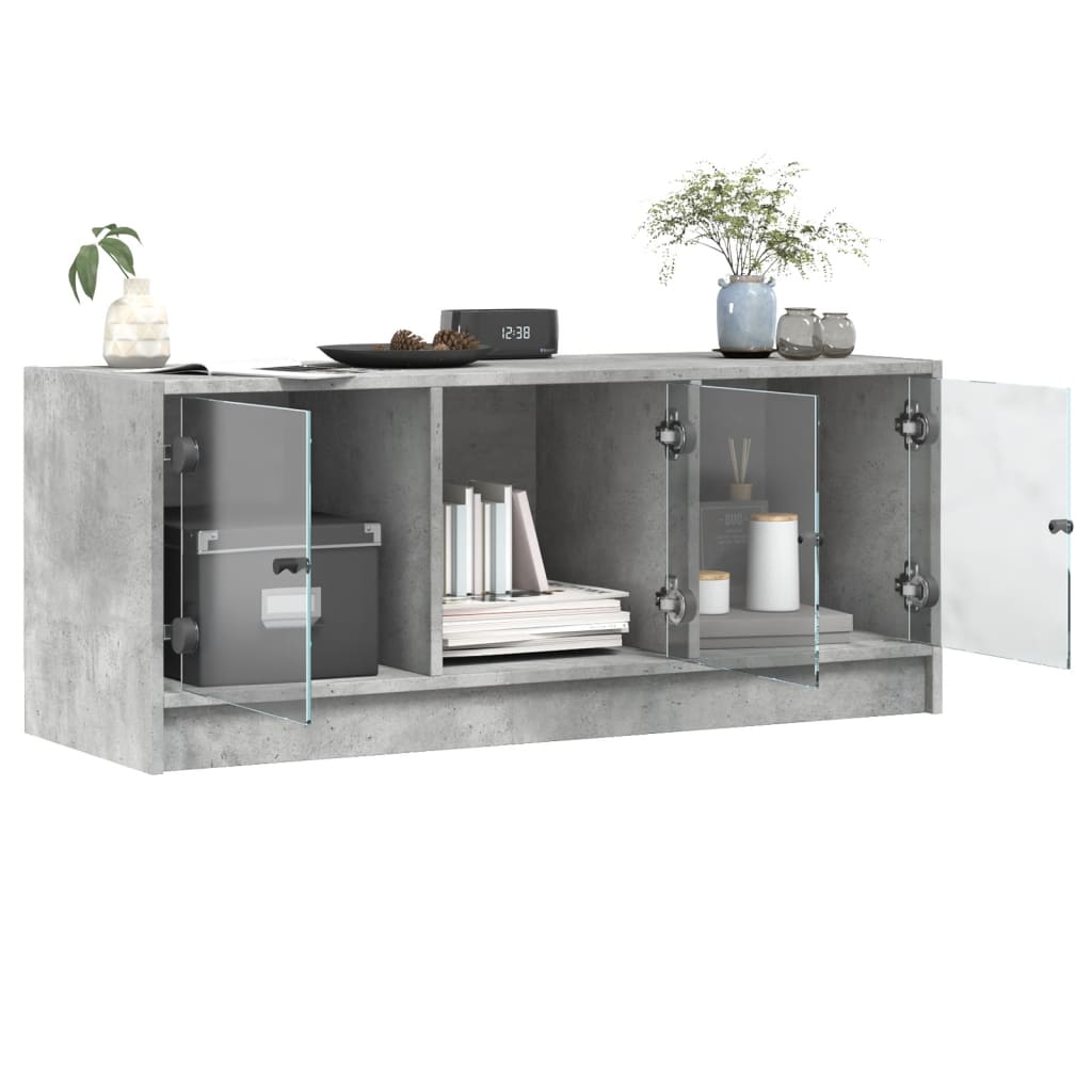 TV-Schrank mit Glastüren Betongrau 102x37x42 cm