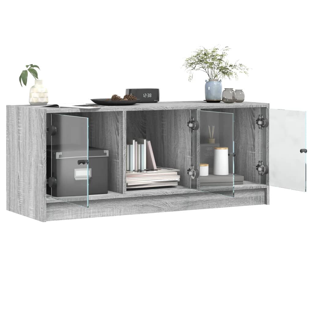 TV-Schrank mit Glastüren Grau Sonoma 102x37x42 cm