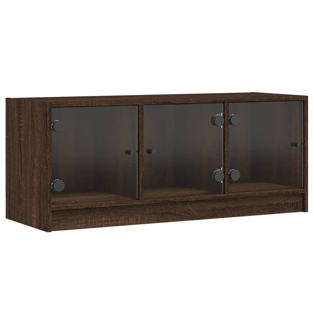 TV-Schrank mit Glastüren Braun Eichen-Optik 102x37x42 cm