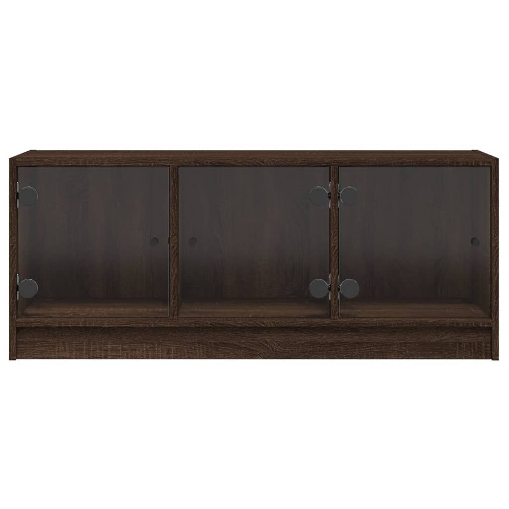 TV-Schrank mit Glastüren Braun Eichen-Optik 102x37x42 cm