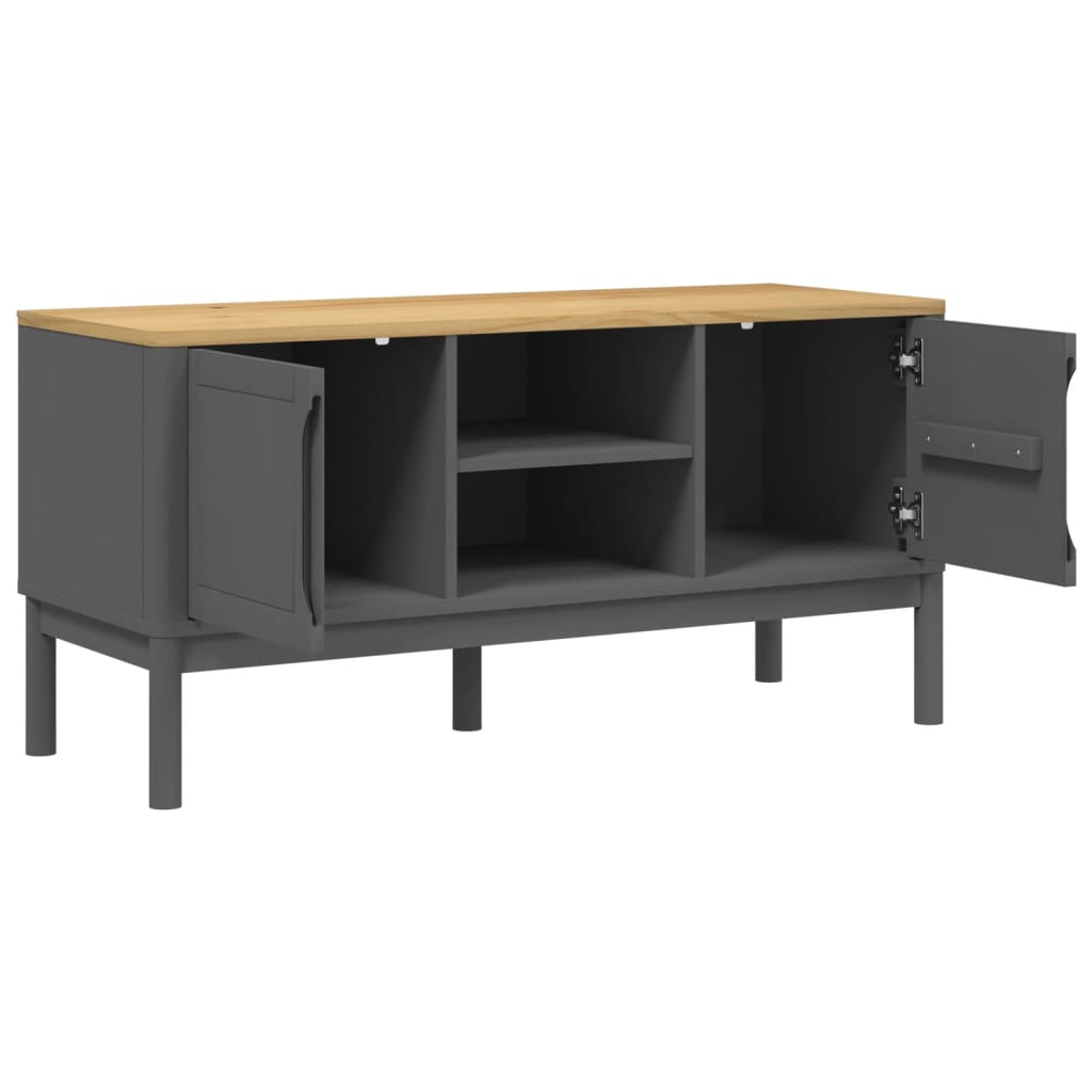 TV-Schrank FLORO Grau 114x43x55 cm Massivholz Kiefer