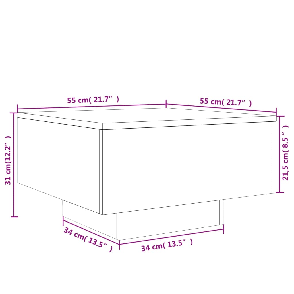 Couchtisch Schwarz 55x55x31 cm Holzwerkstoff