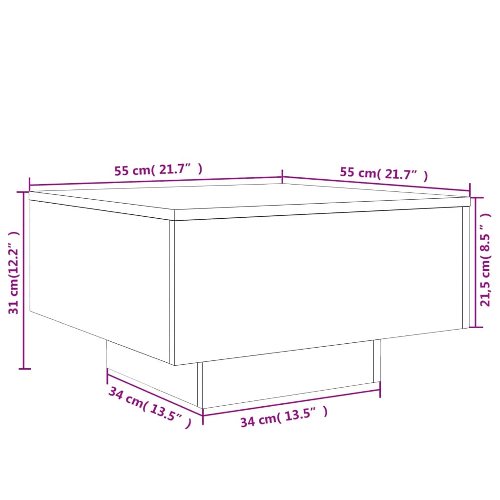 Couchtisch Betongrau 55x55x31 cm Holzwerkstoff