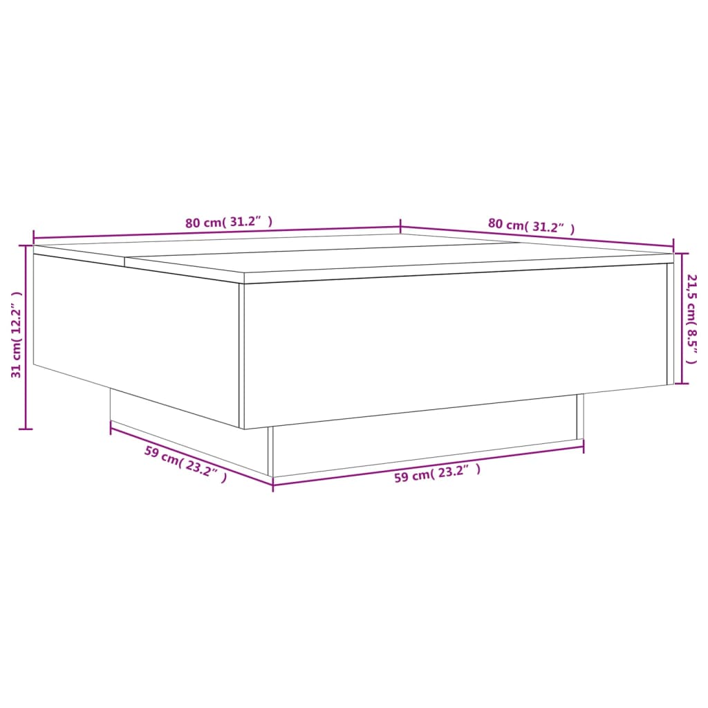 Couchtisch Grau Sonoma 80x80x31 cm Holzwerkstoff